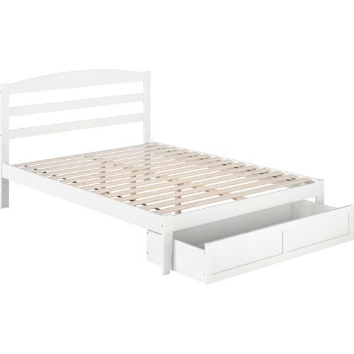 Warren Queen Bed with Foot Drawer in White Finish