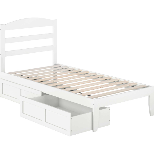 Warren Twin Bed w/ 2 Drawers in White Finish