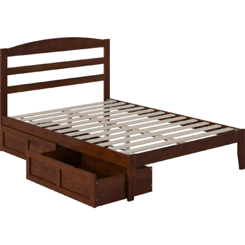 Warren Full Bed w/ 2 Drawers in Walnut Finish