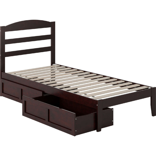 Warren Twin XL Platform Bed with 2 Storage Drawers in Espresso