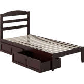 Warren Twin XL Platform Bed w/ 2 Storage Drawers in Espresso