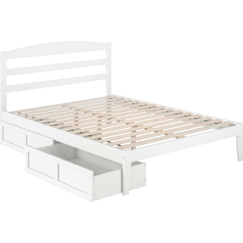 Warren Queen Bed w/ 2 Drawers in White Finish