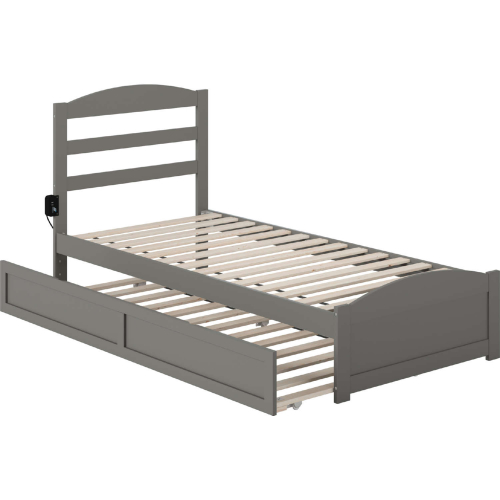 Warren Twin XL Bed w/ Footboard & Twin XL Trundle in Grey Finish