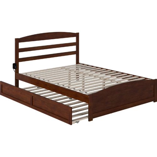 Warren Queen Bed with Footboard & Twin XL Trundle in Walnut Finish