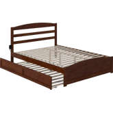 Warren Queen Bed w/ Footboard & Twin XL Trundle in Walnut Finish