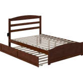 Warren Full Bed w/ Footboard & Twin Trundle in Walnut Finish