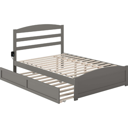 Warren Full Bed with Footboard & Twin Trundle in Grey Finish