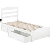 Warren Twin XL Bed with Footboard & 2 Drawers in White Finish