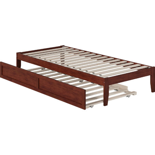 Colorado Twin Extra Long Bed w/ USB Turbo Charger & Trundle in Walnut