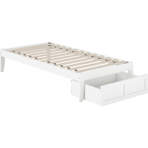 Colorado Twin Bed with Foot Drawer & USB Turbo Charger in White