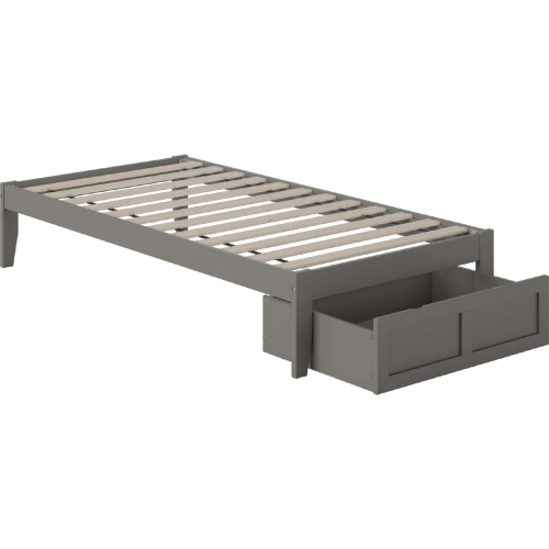 Colorado Twin Bed w/ Foot Drawer & USB Turbo Charger in Grey