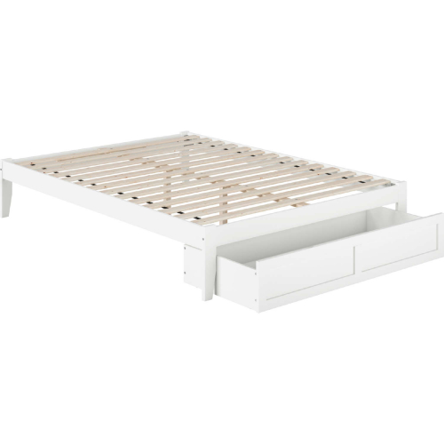 Colorado Queen Bed w/ Foot Drawer & USB Turbo Charger in White