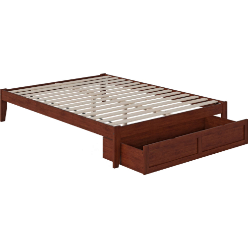 Colorado Queen Bed w/ Foot Drawer & USB Turbo Charger in Walnut