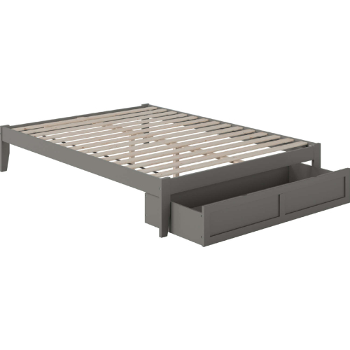 Colorado Queen Bed w/ Foot Drawer & USB Turbo Charger in Grey