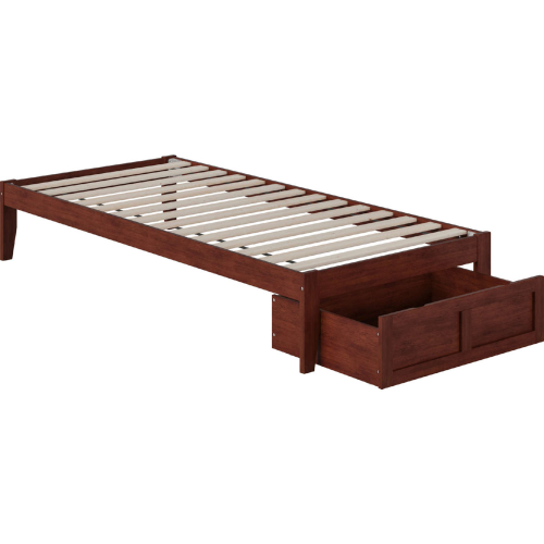 Colorado Twin Extra Long Bed w/ Foot Drawer & USB Turbo Charger in Walnut