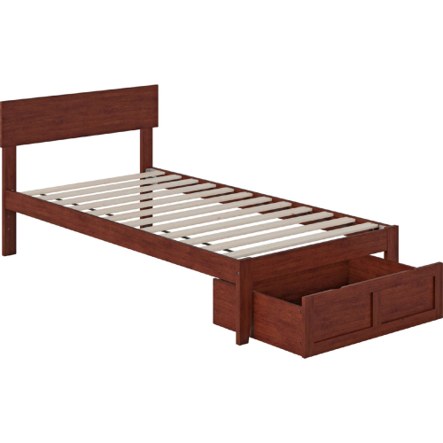 Boston Twin Bed w/ Foot Drawer in Walnut