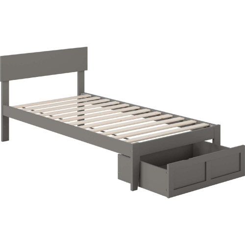 Boston Twin Bed w/ Foot Drawer in Grey