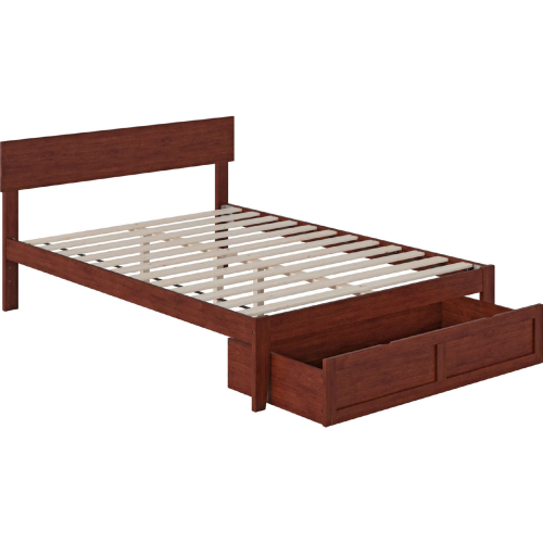 Boston Full Bed w/ Foot Drawer in Walnut