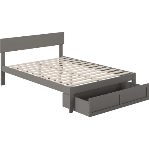 Boston Full Bed w/ Foot Drawer in Grey