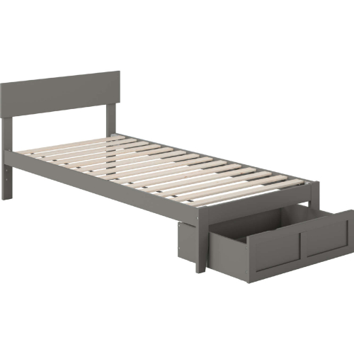 Boston Twin Extra Long Bed w/ Foot Drawer in Grey