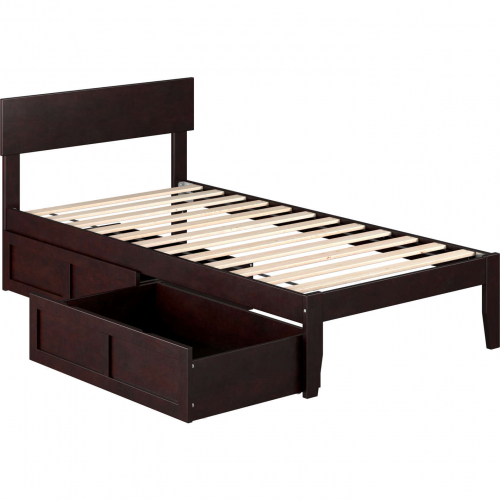 Boston Twin Bed w/ 2 Drawers in Espresso