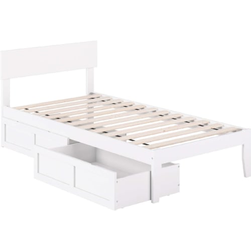 Boston Twin Bed with 2 Drawers in White