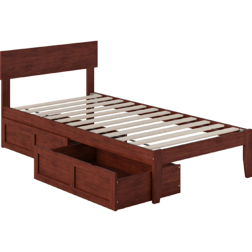 Boston Twin Bed w/ 2 Drawers in Walnut