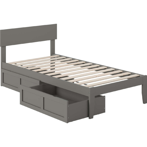 Boston Twin Bed w/ 2 Drawers in Grey