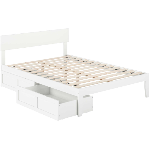 Boston Full Bed w/ 2 Drawers in White