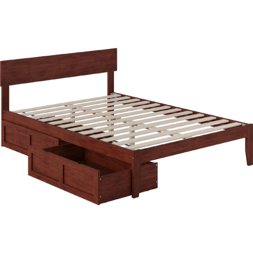 Boston Full Bed w/ 2 Drawers in Walnut