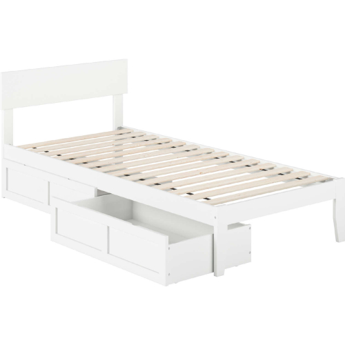 Boston Twin Extra Long Bed w/ 2 Extra Long Drawers in White