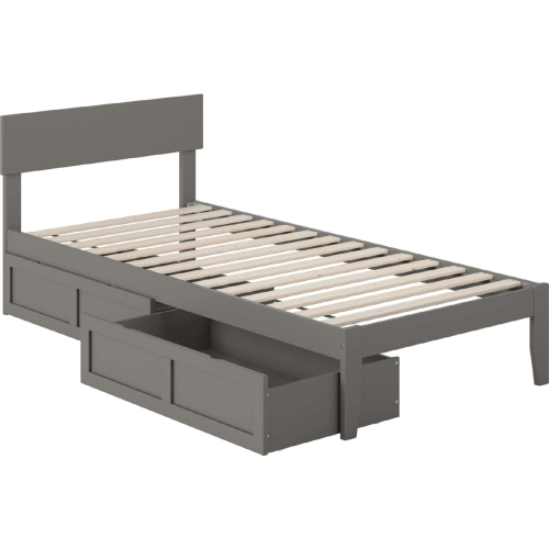 Boston Twin Extra Long Bed w/ 2 Extra Long Drawers in Grey