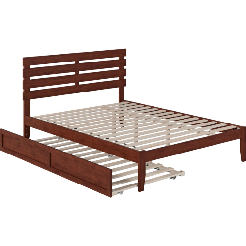 Oxford Queen Bed with USB Turbo Charger & Twin Extra Long Trundle in Walnut