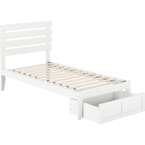 Oxford Twin Bed w/ Foot Drawer & USB Turbo Charger in White