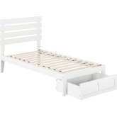 Oxford Twin Bed w/ Foot Drawer & USB Turbo Charger in White