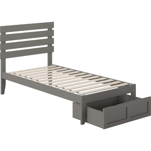 Oxford Twin Bed w/ Foot Drawer & USB Turbo Charger in Grey