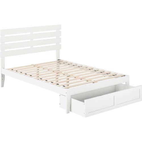 Oxford Full Bed w/ Foot Drawer & USB Turbo Charger in White