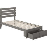 Oxford Twin Extra Long Bed w/ Foot Drawer & USB Turbo Charger in Grey