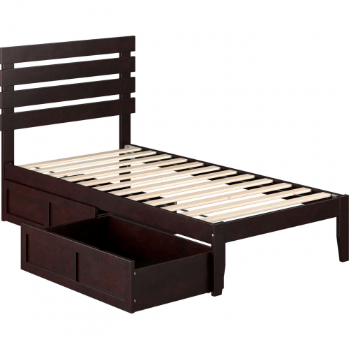 Oxford Twin Bed w/ 2 Drawers in Espresso Finish