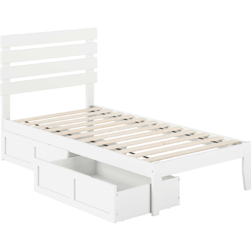 Oxford Twin Bed with USB Turbo Charger & 2 Drawers in White