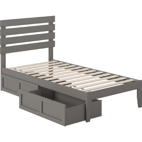 Oxford Twin Bed w/ USB Turbo Charger & 2 Drawers in Grey