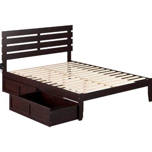 Oxford Queen Bed w/ 2 Drawers in Espresso Finish