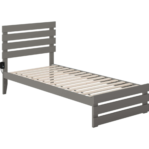 Oxford Twin Extra Long Bed w/ Footboard & USB Turbo Charger in Grey