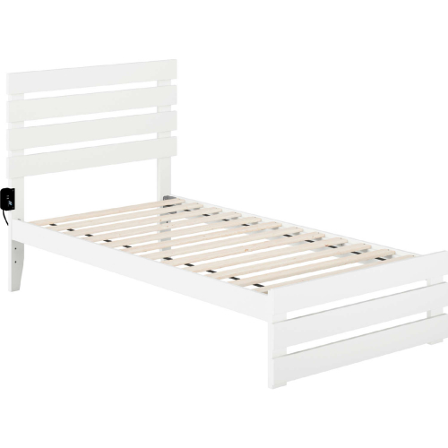 Oxford Twin Bed w/ Footboard & USB Turbo Charger in White