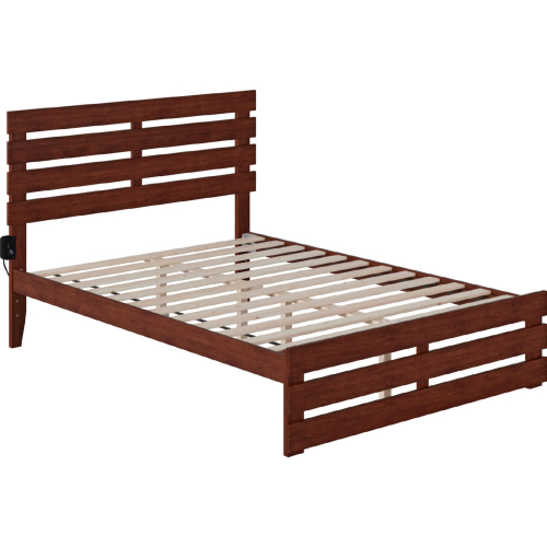 Oxford Full Bed w/ Footboard & USB Turbo Charger in Walnut