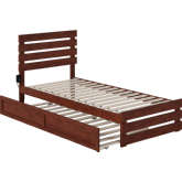 Oxford Twin Extra Long Bed w/ Footboard, Turbo Charger & Trundle in Walnut