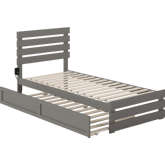 Oxford Twin Extra Long Bed w/ Footboard, Turbo Charger & Trundle in Grey