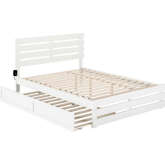 Oxford Queen Bed w/ Footboard, USB Turbo Charger & Twin Ex Long Trundle in White