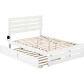 Oxford Full Bed w/ Footboard & USB Turbo Charger w/ Twin Trundle in White