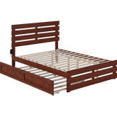 Oxford Full Bed with Footboard & USB Turbo Charger with Twin Trundle in Walnut